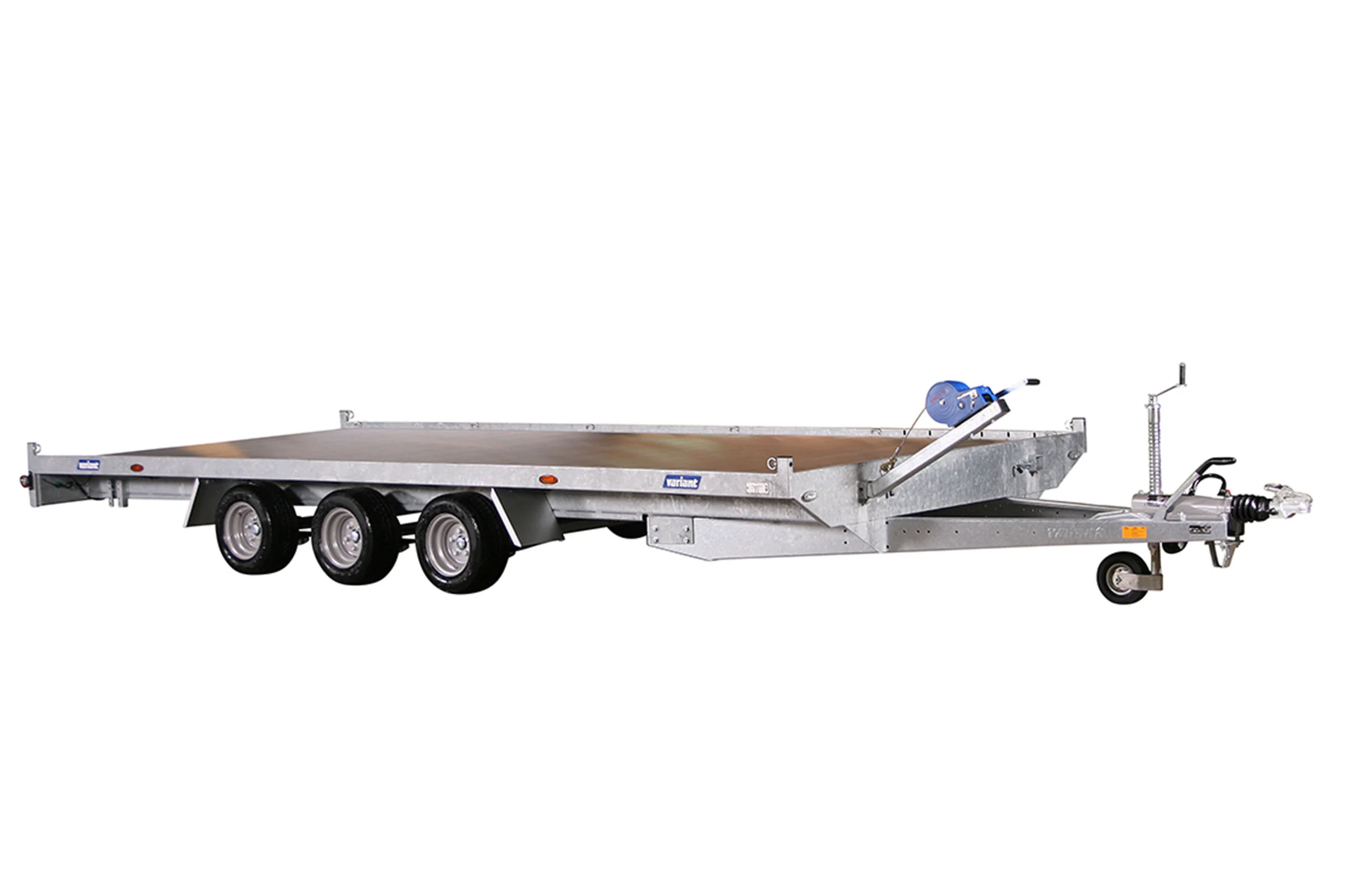 Variant 3522 L5 Tri-Axle Aluminium Flatbed Car Trailer with ramps and winch