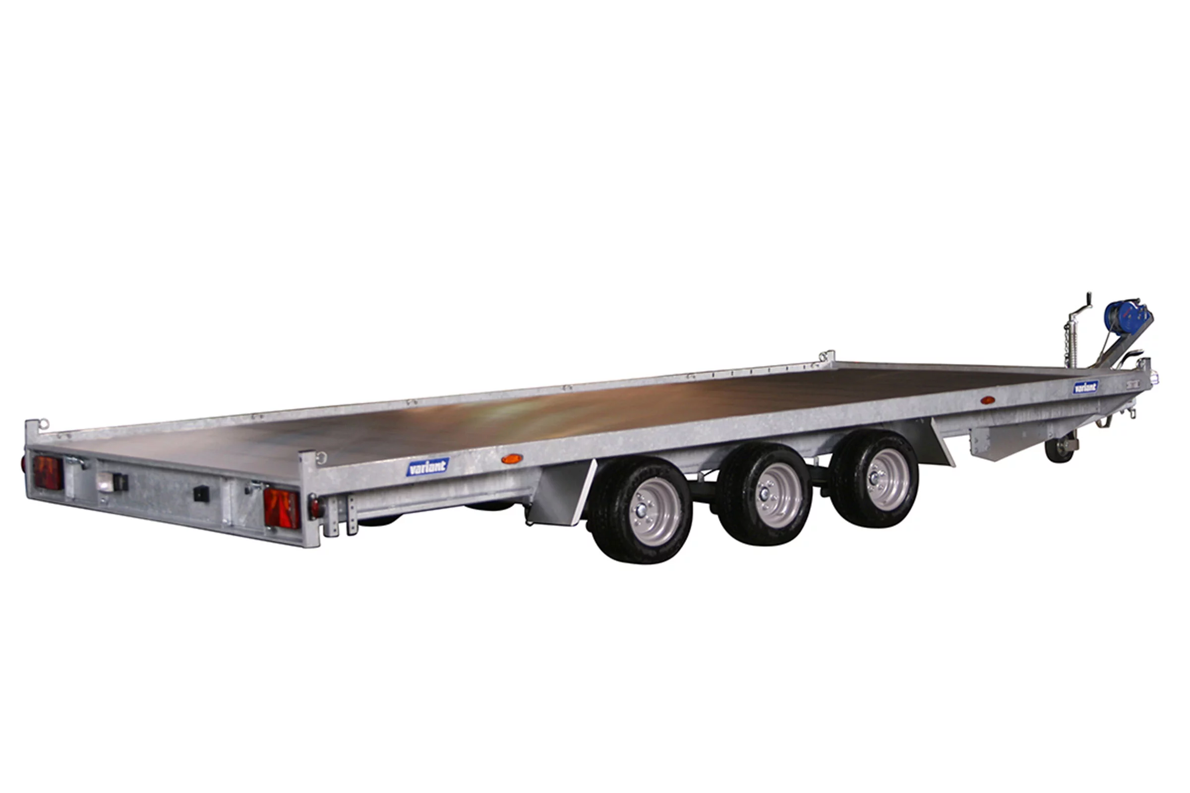 Variant 3522 L5 Tri-Axle Aluminium Flatbed Car Trailer with ramps and winch