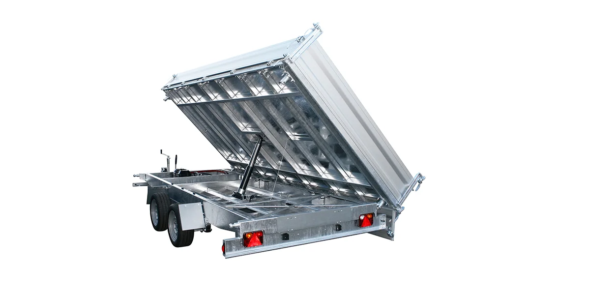 Variant 3-Way tipper trailer tipping to the side