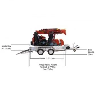 Variant plant trailer with tracked crane loaded