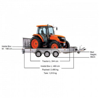 Variant plant trailer with Kubota Tractor loaded
