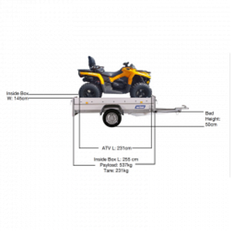Variant small box trailer with Canam outlander loaded