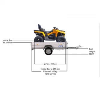 Variant small box trailer with Canam outlander loaded