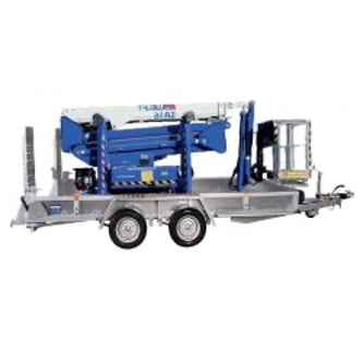 Variant plant trailer with tracked EWP loaded