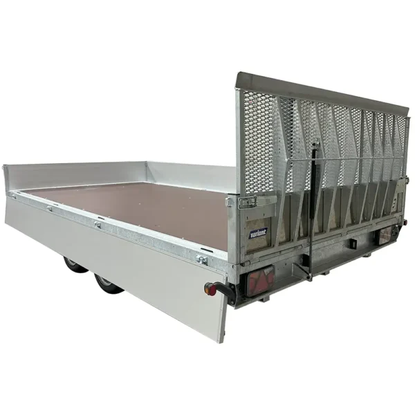 Variant 3542 UX Universal Tilting Flatbed Trailer with ramp secured and side lowered