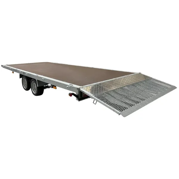 Variant 3552 UX Universal Tilting Flatbed Trailer Lowered Position with ramp lowered