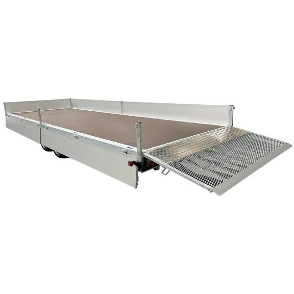 Variant 3562 UX Universal Tilting Flatbed Trailer with Full Width Loading Ramp and Aluminium Drop Sides